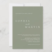 Elegant Dusty Green Script Foto Classic Wedding Einladung (Vorderseite)