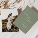 Elegant Dusty Green Script Foto Classic Wedding Einladung<br><div class="desc">Konzipiert zur Koordination mit der "Moderne Klassik" Hochzeitskollektion. Klicken Sie zum Ändern der Details auf "Personalisieren". Klicken Sie auf den Link Sammlung auf dieser Seite,  um alle passenden Elemente in diesem schönen Design anzuzeigen,  oder sehen Sie sich die Auflistung an https://bit.ly/3H2bCfh</div>