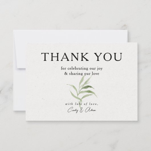 Elegant Dusty Greenerenerity Foliage Wedding Dankeskarte (Vorderseite)