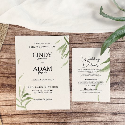 Elegant Dusty Greenerenerity Foliage Wedding Einladung