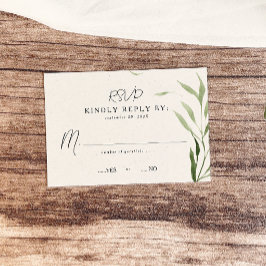 Elegant Dusty Greenerenerity Foliage Wedding RSVP Karte