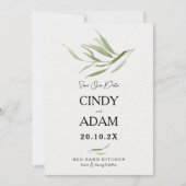 Elegant Dusty Greenerenerity Foliage Wedding Save The Date (Vorderseite)