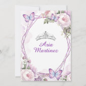 Elegant Dusty Lila Prinzessin Butterfly Mis Quince Einladung (Rückseite)