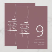 Elegant Dusty Lila Script Wedding Tischnummer (Vorne/Hinten)