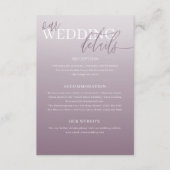 Elegant Dusty Lila Wedding Details Begleitkarte (Vorderseite)