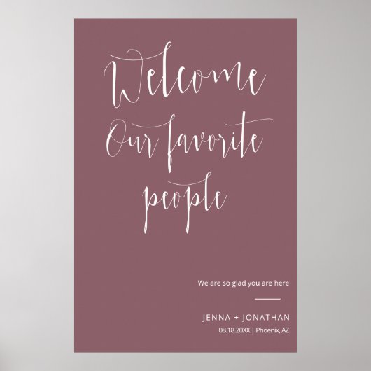 Elegant Dusty Lila Welcome Wedding Ceremony Sign Poster (Vorne)