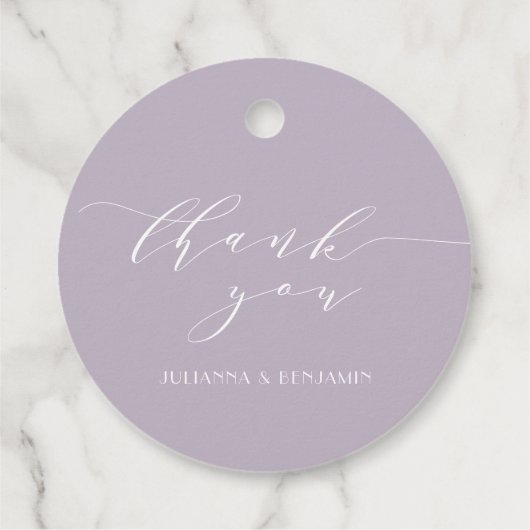 Elegant Dusty Lilac Art Deco Wedding Vielen Dank Geschenkanhänger (Rückseite)