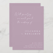 Elegant Dusty Lilac Minimalistisch Chic Script Wed Einladung (Vorne/Hinten)