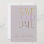 Elegant Dusty Lilac Mitte Jahrhundert Moderne Typo Save The Date (Vorderseite)