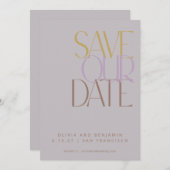 Elegant Dusty Lilac Mitte Jahrhundert Moderne Typo Save The Date (Vorne/Hinten)