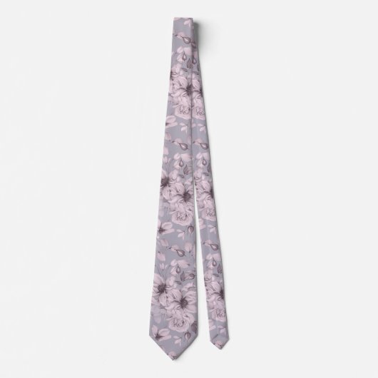 Elegant Dusty Mauve Botanical Necktie for Weddings Krawatte (Vorderseite)