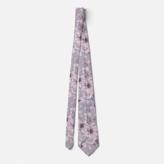 Elegant Dusty Mauve Botanical Necktie for Weddings Krawatte (Rückseite)