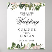 Elegant Dusty Mauve Botanical Wedding Welcome Poster (Vorne)
