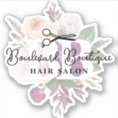 Elegant Dusty Mauve Floral Hair Salon Stylist Logo Aufkleber (Vorderseite)