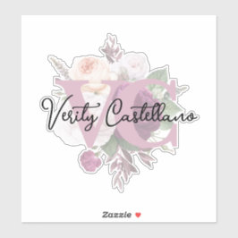 Elegant Dusty Mauve Floral Persönlicher Name Logo Aufkleber