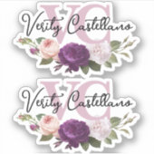Elegant Dusty Mauve Floral Persönliches Logo 2-Up Aufkleber (Vorderseite)