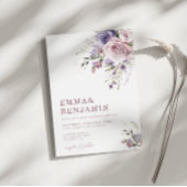 Elegant Dusty Mauve & Lavender Wedding Floral Einladung