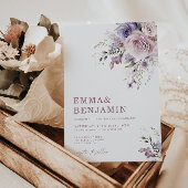 Elegant Dusty Mauve & Lavender Wedding Floral Einladung