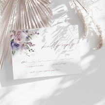 Elegant Dusty Mauve & Lavender Wedding RSVP