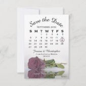 Elegant Dusty Mauve Pink Rose Wedding Calendar Save The Date (Vorderseite)