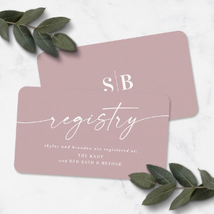 Elegant Dusty Mauve Wedding Shower Gift Registry Begleitkarte