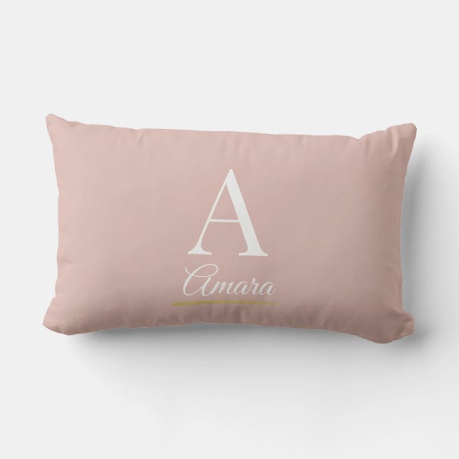 Elegant Dusty Pink and White Monogram Lendenkissen (Rückseite)