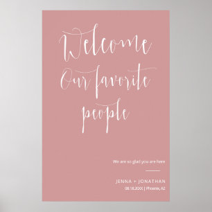 Elegant Dusty Pink Begrüßungszeichen Poster