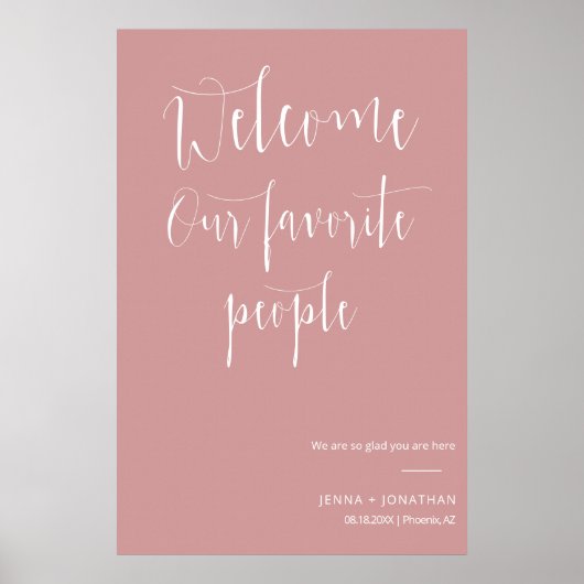 Elegant Dusty Pink Begrüßungszeichen Poster (Vorne)