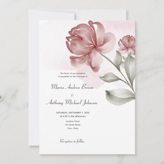 Elegant Dusty Pink Bläserei Einladung (Vorderseite)