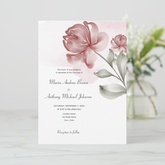 Elegant Dusty Pink Bläserei Einladung (Stehend Vorderseite)