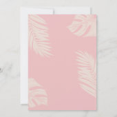 Elegant Dusty Pink Boho Blätter Cross Taufen Einladung (Rückseite)