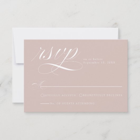 Elegant Dusty Pink Calligraphy Wedding RSVP Card Karte (Vorderseite)
