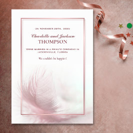 Elegant Dusty Pink Feather Wedding Announcement Ankündigung