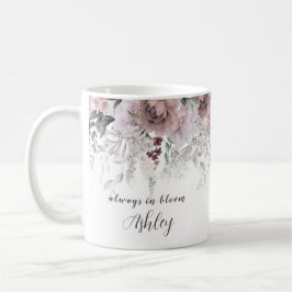 Elegant Dusty Pink Floral Vorname Kaffeetasse
