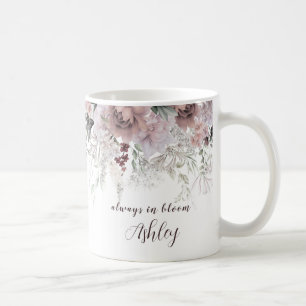 Elegant Dusty Pink Floral Vorname Kaffeetasse