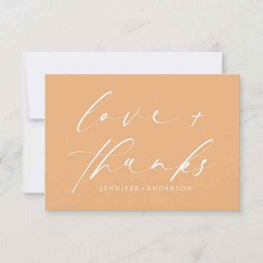 Elegant Dusty Pink Liebe und Dank Script Wedding Dankeskarte (Vorderseite)