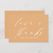 Elegant Dusty Pink Liebe und Dank Script Wedding Dankeskarte (Vorne/Hinten)