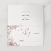 Elegant Dusty Pink Magnolia Table Number Platzkarte (Außenseite Aufgefaltet)