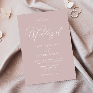Elegant Dusty Pink Moderne Hochzeit Einladung