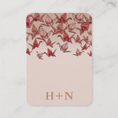 Elegant Dusty Pink Paper Crane Wedding Begleitkarte (Rückseite)