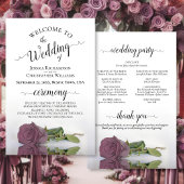 Elegant Dusty Pink Rose Budget Hochzeitsprogramm