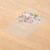 Elegant Dusty Pink Rose Floral Wedding Acryleinladungen (Ablage )