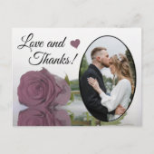 Elegant Dusty Pink Rose Wedding Liebe & Danke Postkarte (Vorderseite)