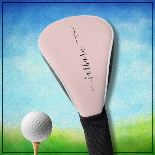 Elegant Dusty Pink Script Name Heart * Golf Headcover