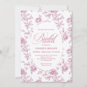 Elegant Dusty Pink Toile Roses Bridal Shower Einladung (Vorderseite)