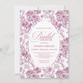 Elegant Dusty Pink Toile Roses Bridal Shower Invit Einladung (Vorderseite)