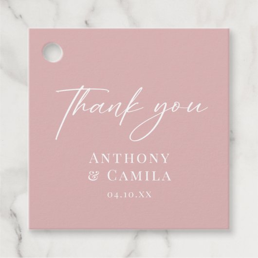 Elegant Dusty Pink Wedding Geschenkanhänger (Vorderseite)