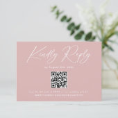 Elegant Dusty Pink Wedding RSVP Begleitkarte (Stehend Vorderseite)