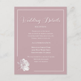 Elegant Dusty Pink White Floral Wedding Begleitkarte
