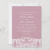 Elegant Dusty Pink White Lace Wedding Einladung (Vorderseite)